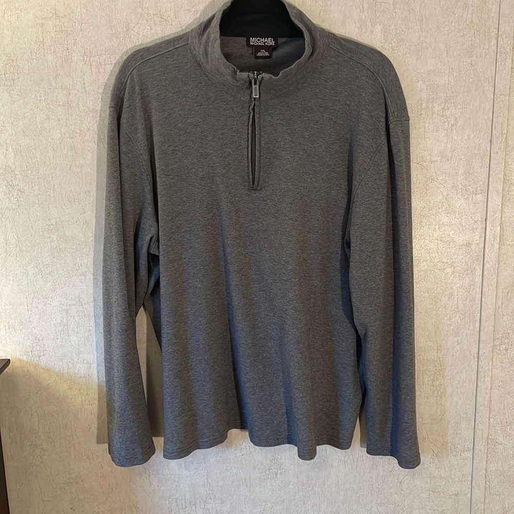 Michael by Michael kors gray pull over cotton long sleeve top size xxl w/zipper